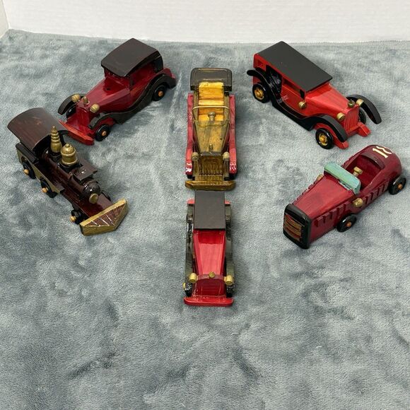 Handmade Other - Lot 6 Vintage Handmade Wooden Cars Vehicles Toys Trucks Trains Handmade Painted